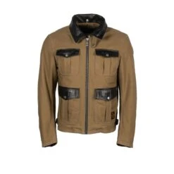 Helstons Joey Canvas Cotton Leather Kraft Brown Jacket