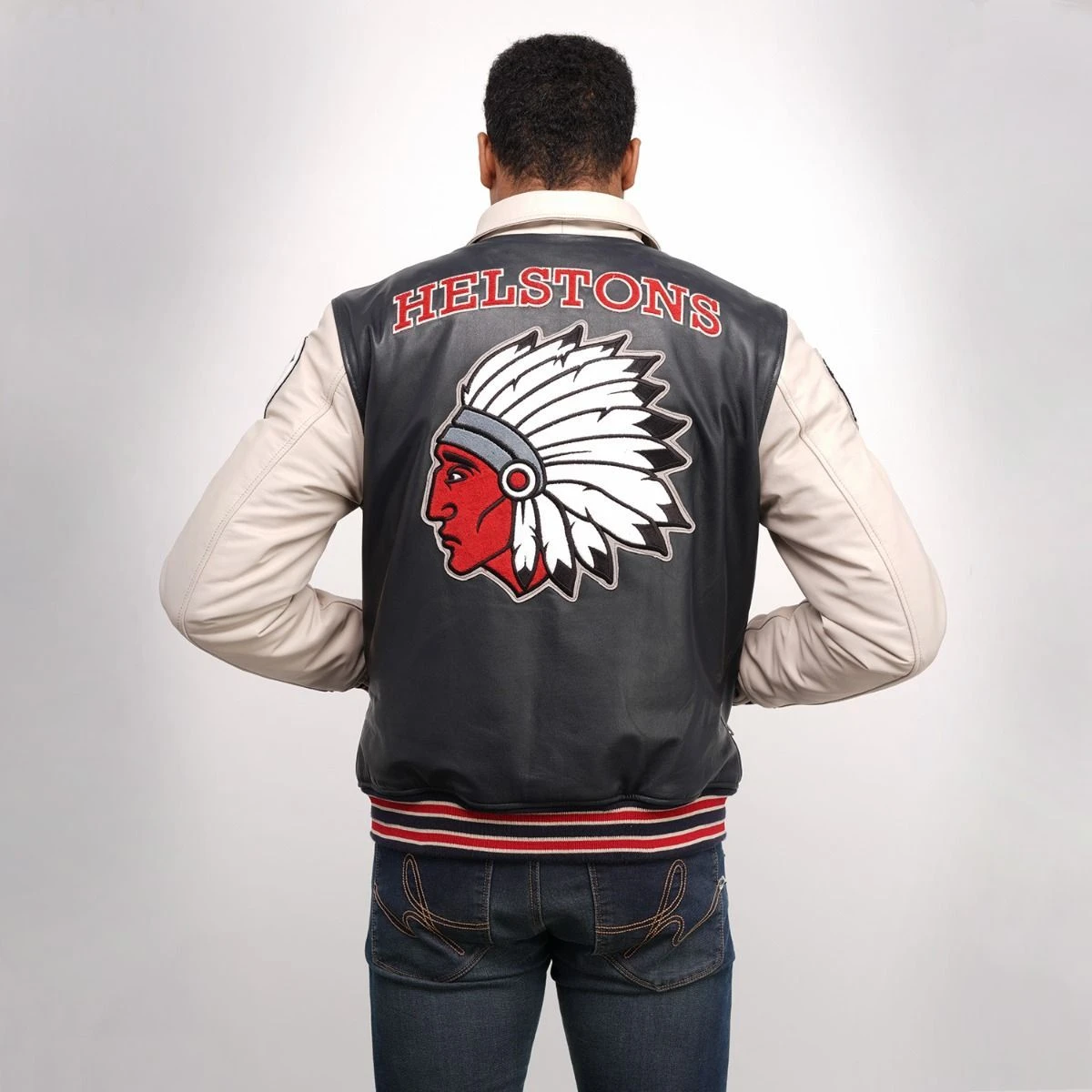 Helstons CHEYENNE Cuir Rag Blue Beige 4 Helstons CHEYENNE Cuir Rag Blue Beige - Image 2