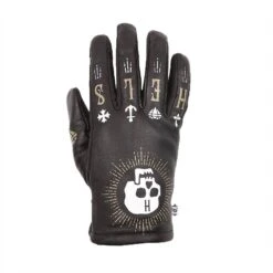 Helstons Grafic Summer Leather Black Skull Gloves