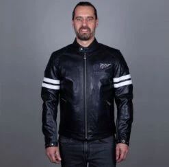 Helstons Jake Speed Leather Buffalo Black White Jacket