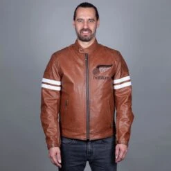 Helstons Jake Speed Leather Buffalo Camel White Jacket