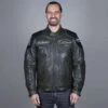 Helstons Trevor Leather Rag Green Black Jacket -Helstons Store helstons trevor leather rag green black jacket 1