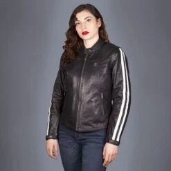 Helstons Victoria Leather Rag Black Jacket