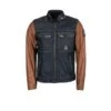 Helstons Winston Canvas Cotton Leather Blue Brown Jacket -Helstons Store winston2 1